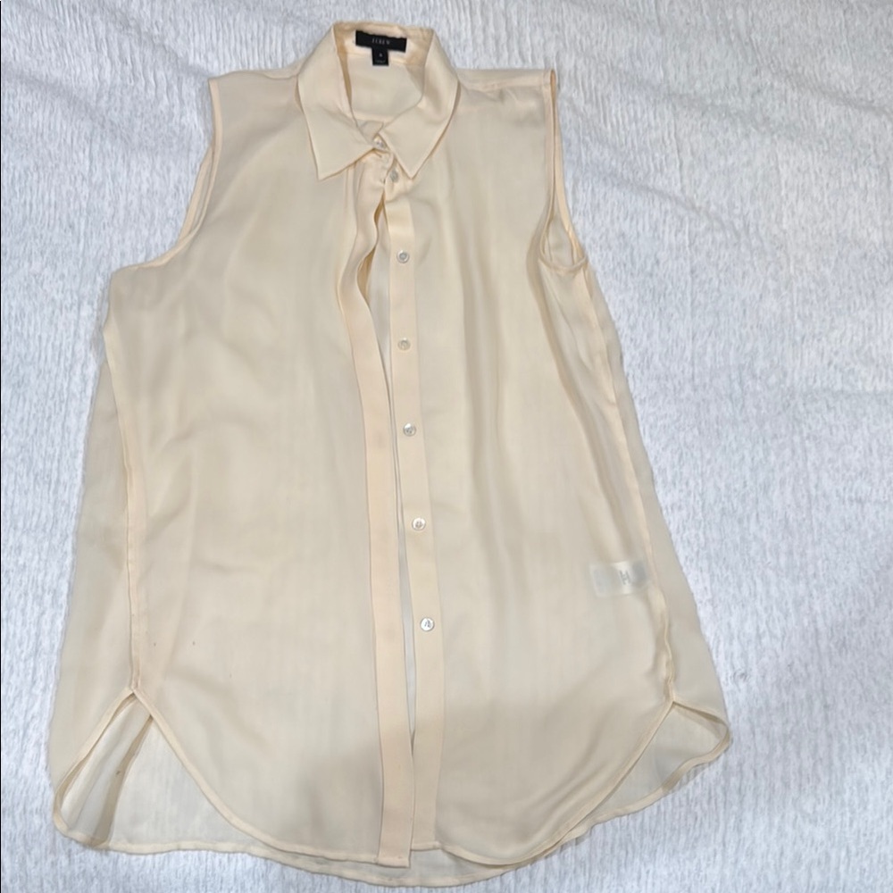 Sleeveless Cream Sheer J. Crew Blouse